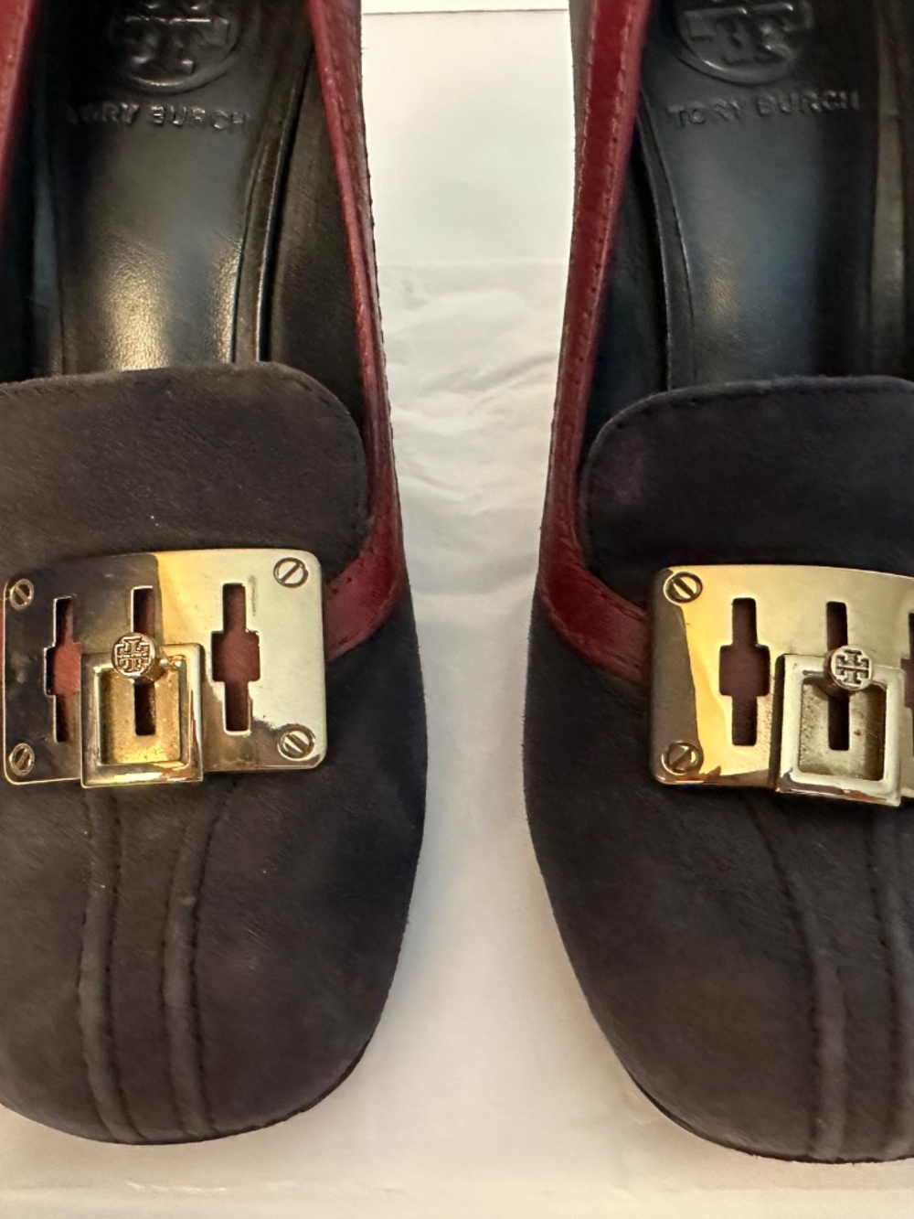 Tory Burch suede high heel howie pump size 7 dark navy - Picture 5 of 6